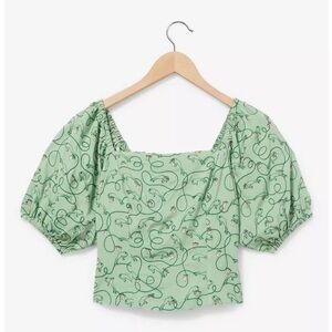 Her Universe Mint Green Puff Sleeve Square Neck Crop Top
